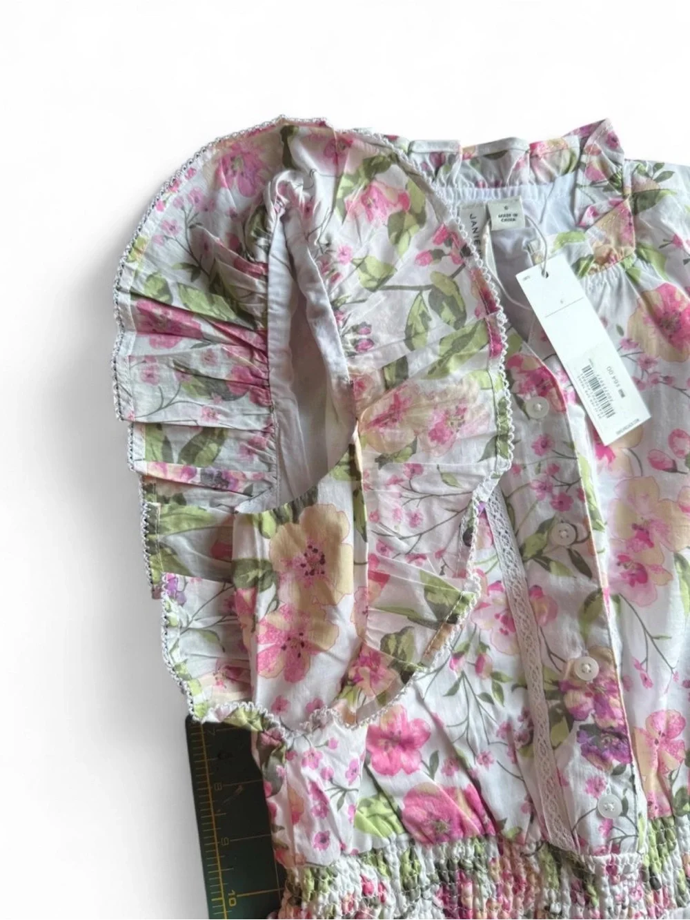 Janie and Jack Girls Size 6 Floral Smocked Romper NWT